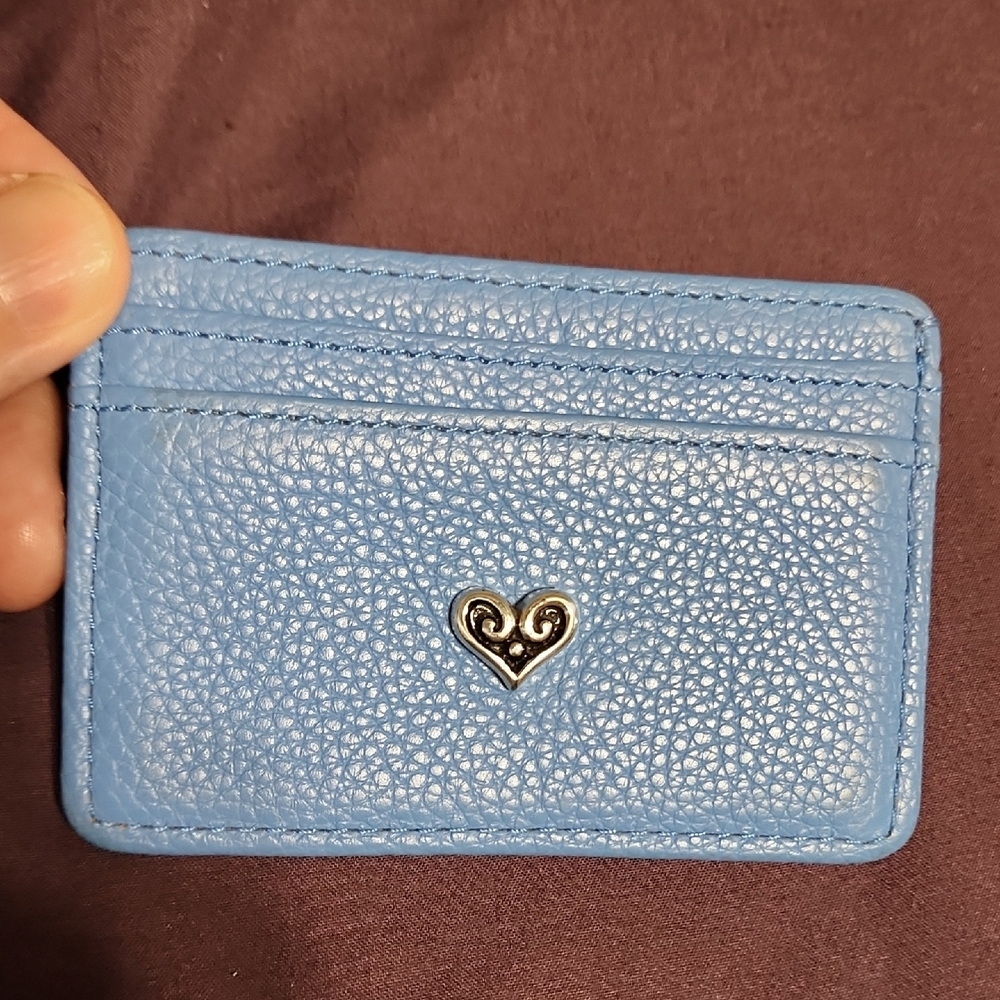 Brighton Blue Card Holder with Heart Emblem